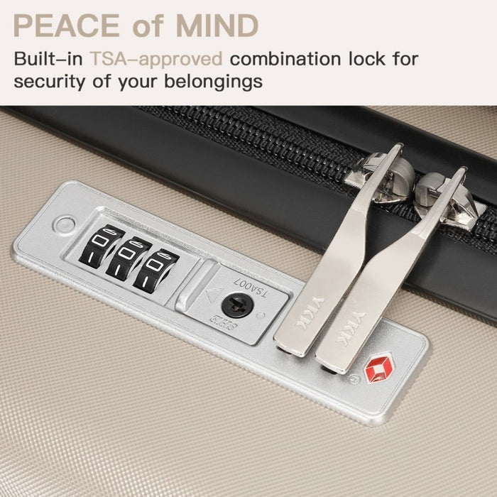 KSK2482 - Kono 24 Inch Expandable Horizontal Engraved Hard Shell ABS+PC Check-In Suitcase with TSA Lock - Gold