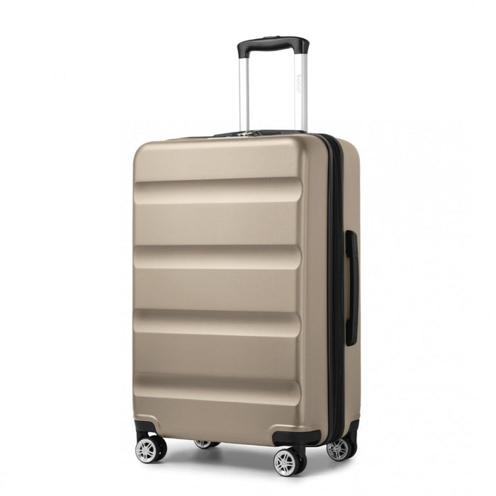 KSK2482 - Kono 3-Piece Horizontal Engraved Hard Shell ABS+PC Suitcase with TSA Lock - Gold