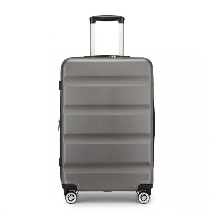 KSK2482 - Kono 24 Inch Expandable Horizontal Engraved Hard Shell ABS+PC Check-In Suitcase with TSA Lock - Grey