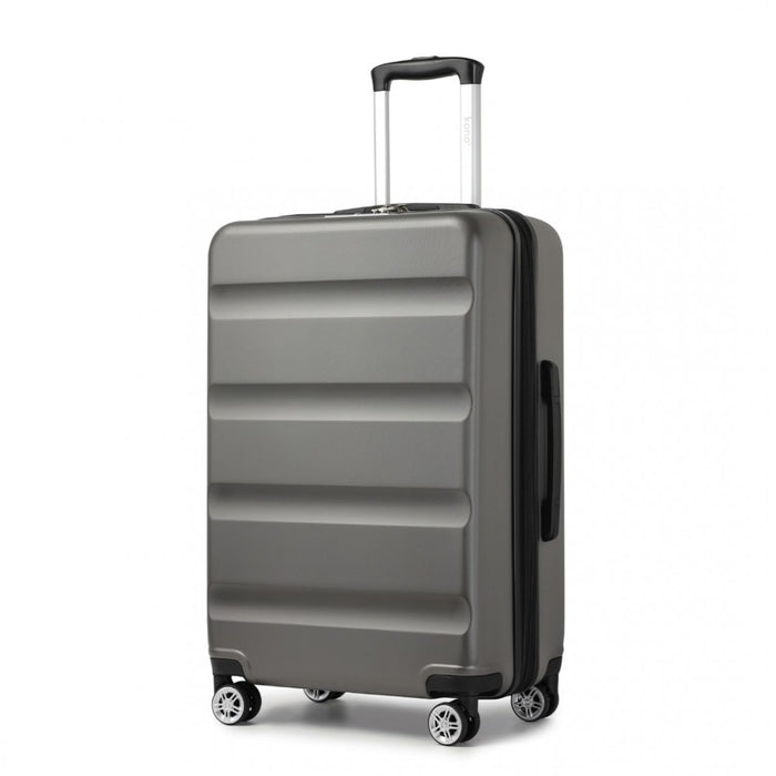 KSK2482 - Kono 28 Inch Expandable Horizontal Engraved Hard Shell ABS+PC Check-In Suitcase with TSA Lock - Grey