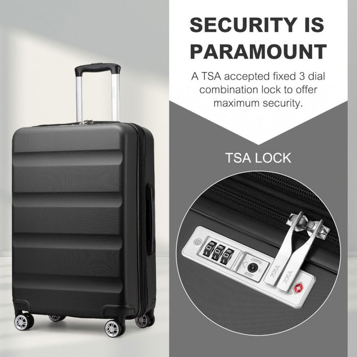 KSK2482 - Kono 24 Inch Expandable Horizontal Engraved Hard Shell ABS+PC Check-In Suitcase with TSA Lock - Grey
