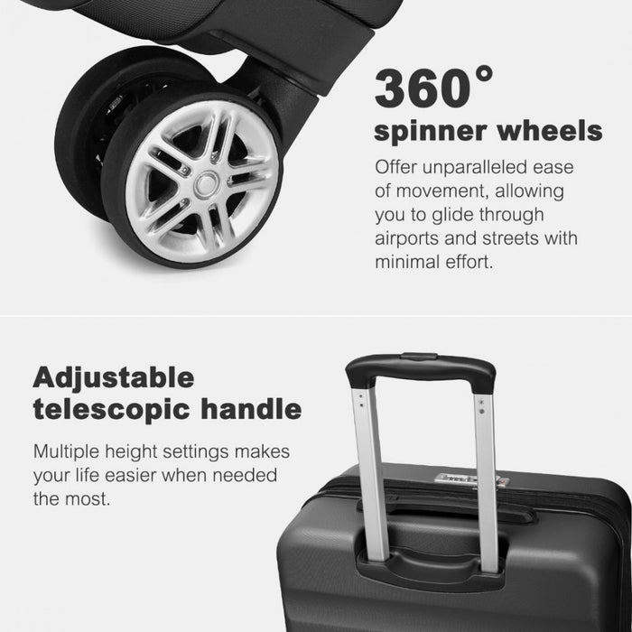 KSK2482 - Kono 28 Inch Expandable Horizontal Engraved Hard Shell ABS+PC Check-In Suitcase with TSA Lock - Grey