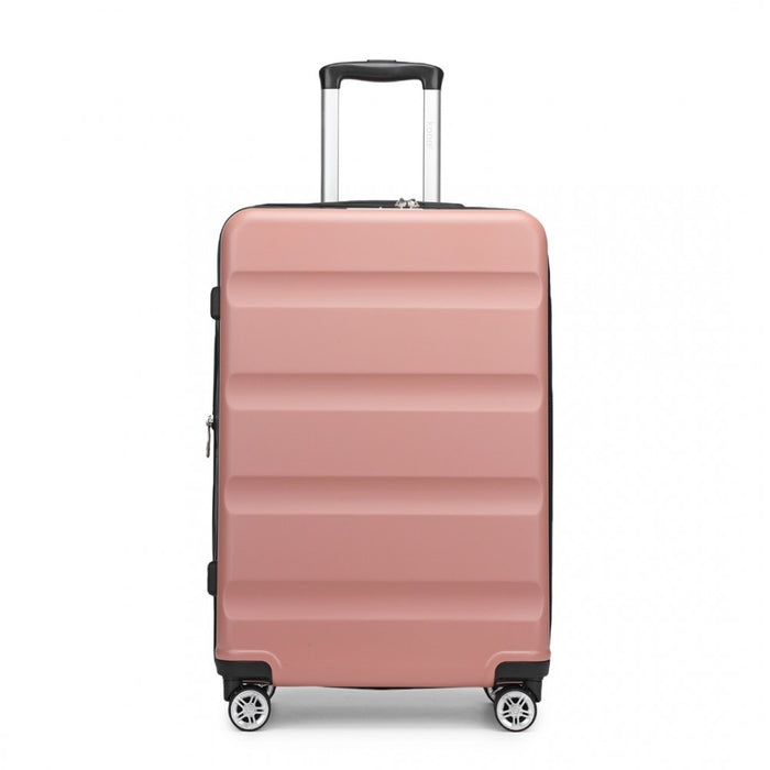 KSK2482 - Kono 28 Inch Expandable Horizontal Engraved Hard Shell ABS+PC Check-In Suitcase with TSA Lock - Nude
