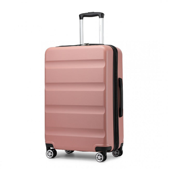 KSK2482 - Kono 28 Inch Expandable Horizontal Engraved Hard Shell ABS+PC Check-In Suitcase with TSA Lock - Nude