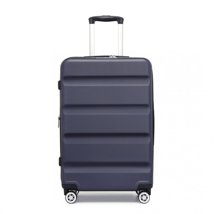 KSK2482 - Kono 24 Inch Expandable Horizontal Engraved Hard Shell ABS+PC Check-In Suitcase with TSA Lock - Navy