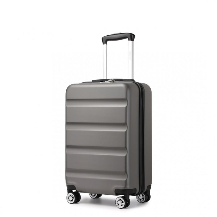 KSK2482 - Kono 19 Inch Stylish Horizontal Engraved Hard Shell ABS+PC Cabin Carry-On Suitcase with TSA Lock - Grey