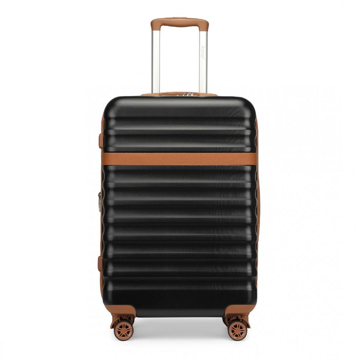 KSK2484 - Kono 24 Inch Expandable Lightweight Hard Shell ABS+PC Check-In Suitcase with TSA Lock Ideal for Extended Trips and Secure Travel - Black And Brown