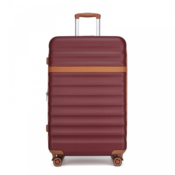KSK2484 - Kono 28 Inch Expandable Lightweight Hard Shell ABS+PC Check-In Suitcase with TSA Lock Ideal for Extended Trips and Secure Travel - Burgundy And Brown