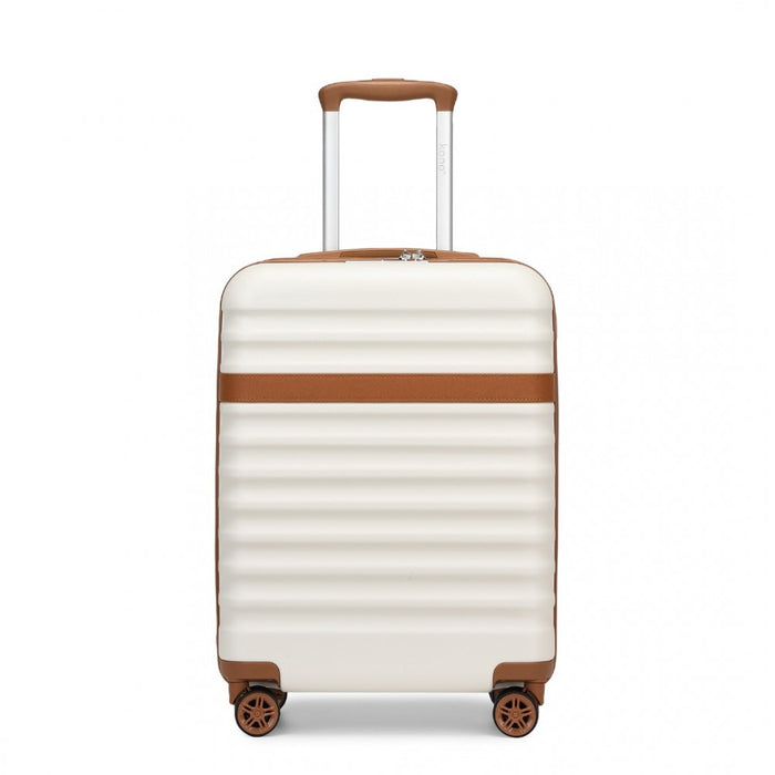 KSK2484 - Kono 20 Inch Stylish Lightweight Hard Shell ABS+PC Cabin Carry-On Suitcase with TSA Lock for Enhanced Security - Cream and Brown
