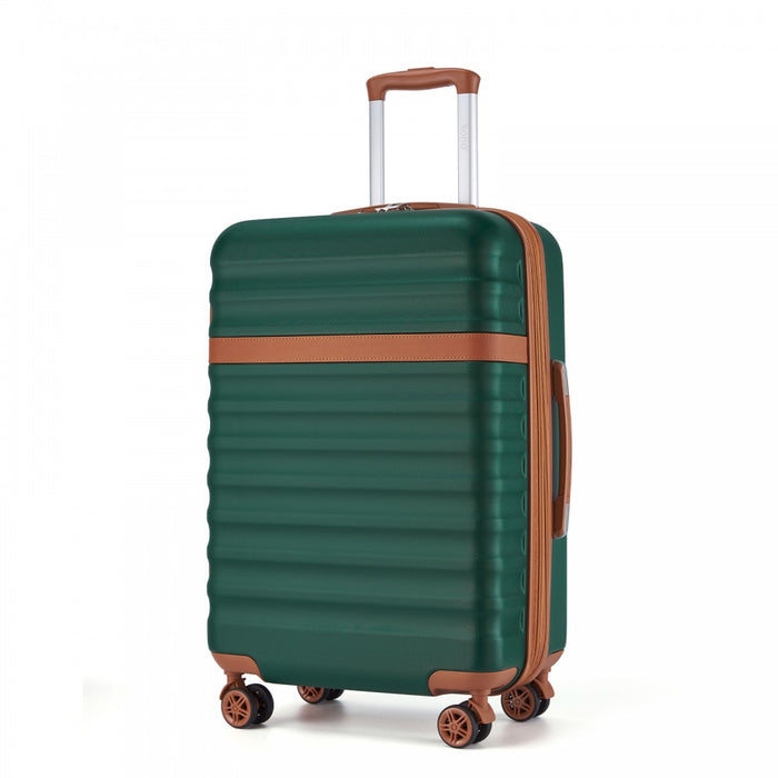 KSK2484 - Kono 3-Piece Expandable Luggage Set 20"/24"/28" Durable Hard Shell ABS+PC Suitcases with TSA Lock for Secure Travel - Green and Brown