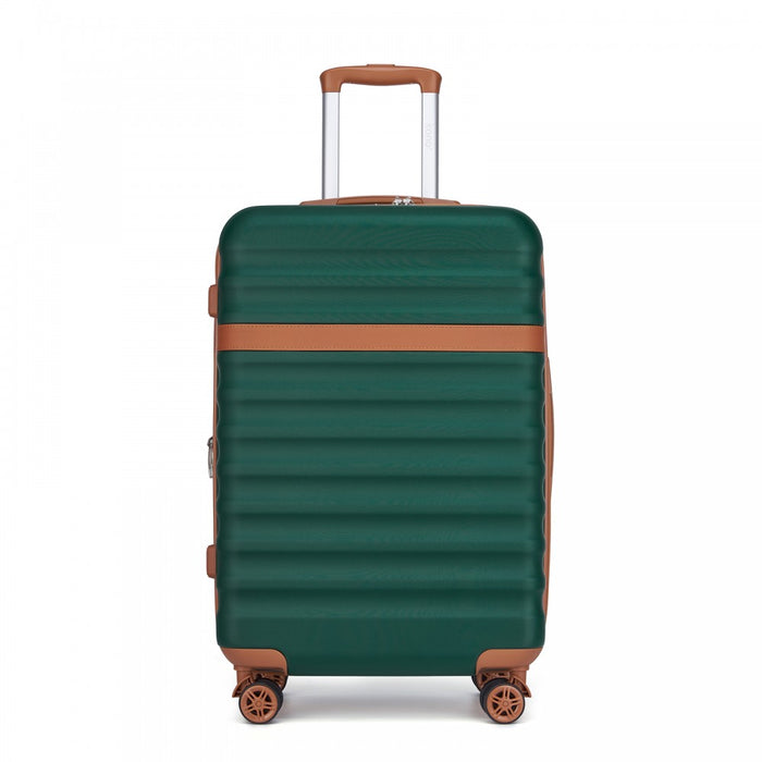 KSK2484 - Kono 24 Inch Expandable Lightweight Hard Shell ABS+PC Check-In Suitcase with TSA Lock Ideal for Extended Trips and Secure Travel - Green And Brown