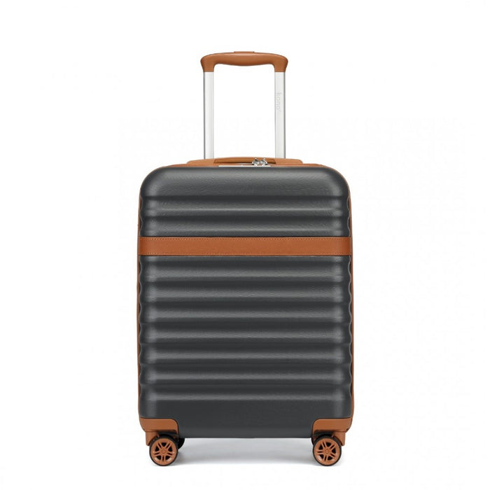 KSK2484 - Kono 20 Inch Stylish Lightweight Hard Shell ABS+PC Cabin Carry-On Suitcase with TSA Lock for Enhanced Security - Grey and Brown