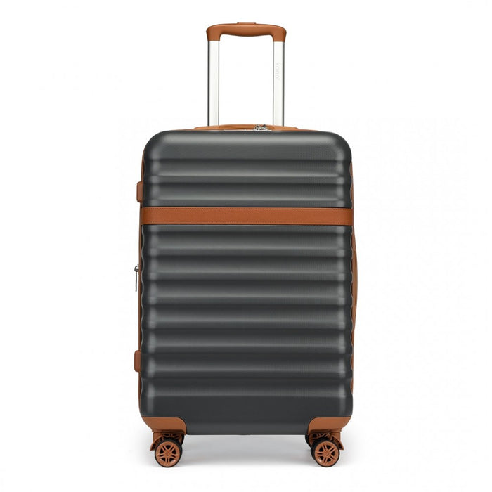 KSK2484 - Kono 24 Inch Expandable Lightweight Hard Shell ABS+PC Check-In Suitcase with TSA Lock Ideal for Extended Trips and Secure Travel - Grey And Brown