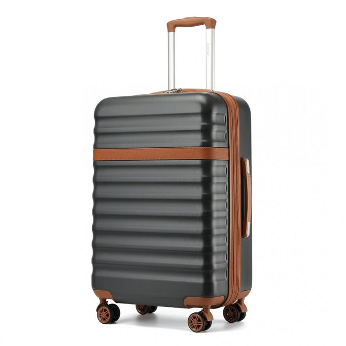 KSK2484 - Kono 3-Piece Expandable Luggage Set 20"/24"/28" Durable Hard Shell ABS+PC Suitcases with TSA Lock for Secure Travel - Grey and Brown