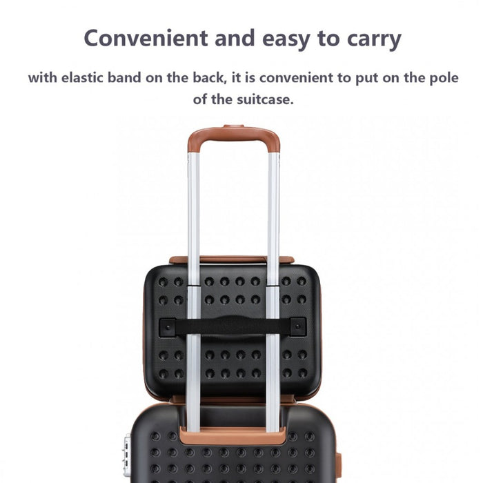 KSK2486 - Kono Stylish ABS+PC 13 Inch Polka Dot Hard Shell Vanity Case - Black And Brown