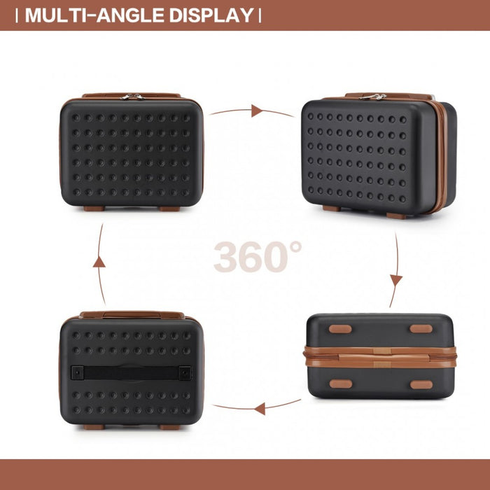 KSK2486 - Kono Stylish ABS+PC 13 Inch Polka Dot Hard Shell Vanity Case - Black And Brown