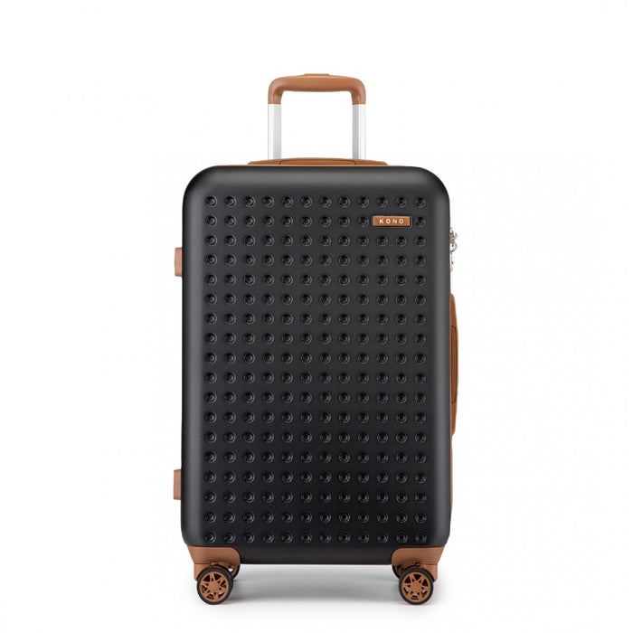 KSK2486 - Kono Stylish ABS+PC 24 Inch Polka Dot Hard Shell Suitcase With TSA Lock - Black And Brown