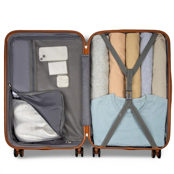 KSK2486 - Kono Stylish ABS+PC 28 Inch Polka Dot Hard Shell Suitcase With TSA Lock - Black And Brown