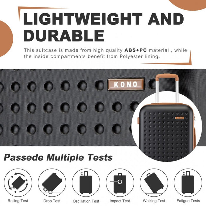 KSK2486 - Kono Stylish ABS+PC 28 Inch Polka Dot Hard Shell Suitcase With TSA Lock - Black And Brown