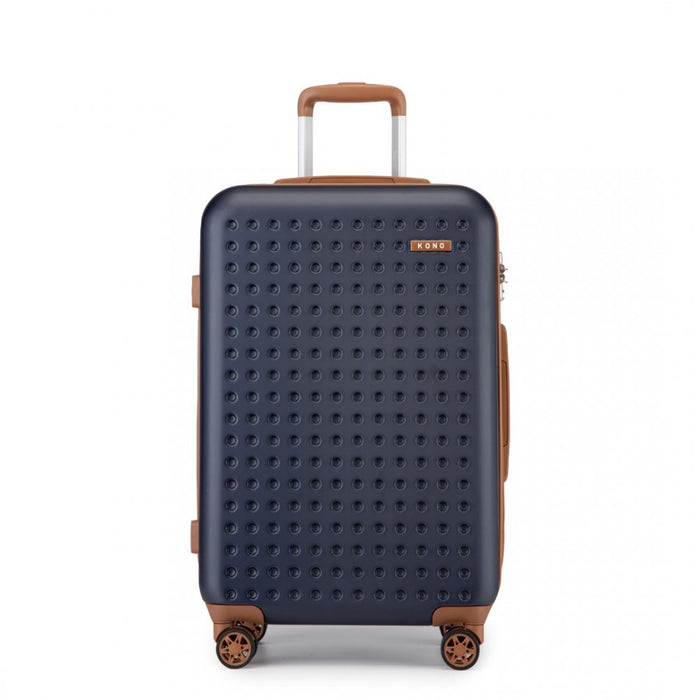 KSK2486 - Kono Stylish ABS+PC 24 Inch Polka Dot Hard Shell Suitcase With TSA Lock - Navy And Brown