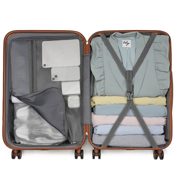 KSK2486 - Kono Stylish ABS+PC 28 Inch Polka Dot Hard Shell Suitcase With TSA Lock - Yellow And Brown