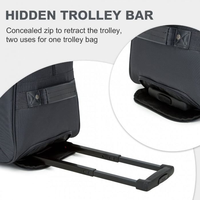 KSK2489 - Kono Durable Folding Travel Trolley Bag with Enhanced Features and Multi Compartment - Grey