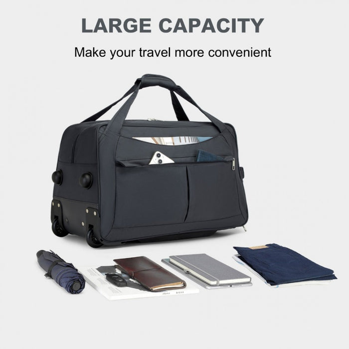 KSK2489 - Kono Durable Folding Travel Trolley Bag with Enhanced Features and Multi Compartment - Grey