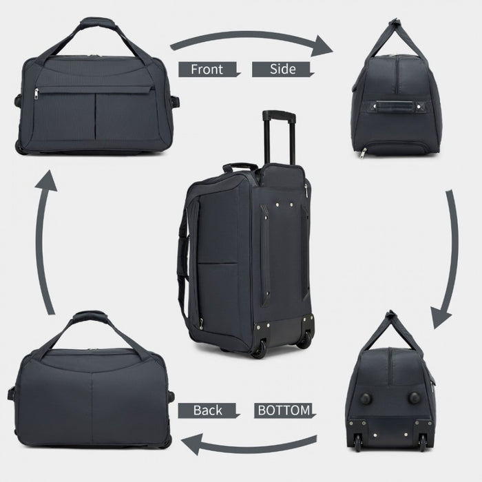 KSK2489 - Kono Durable Folding Travel Trolley Bag with Enhanced Features and Multi Compartment - Grey