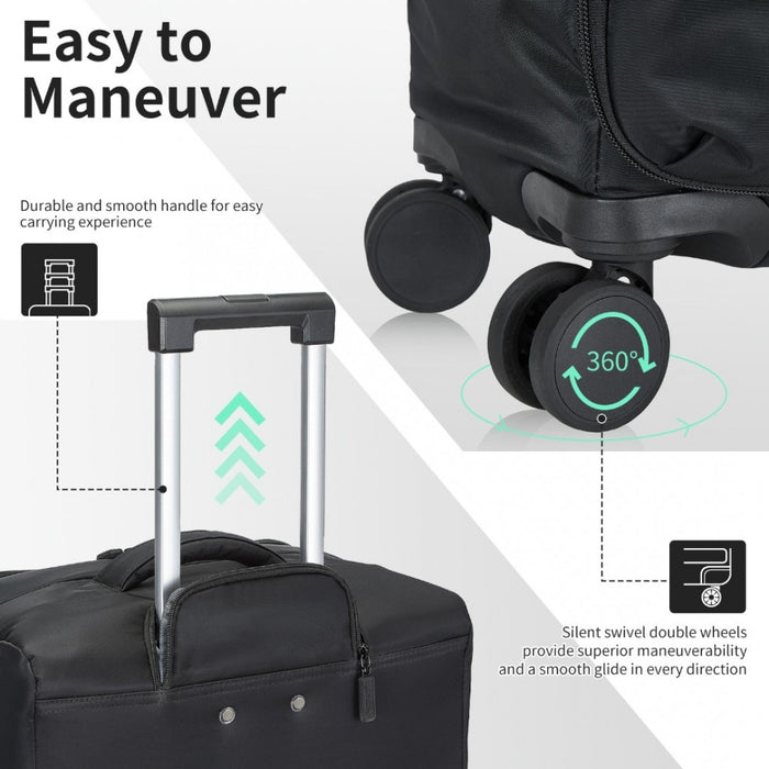 KSK2491 - Kono 24 Inch Lightweight Durable Soft Shell Suitcase with TSA Lock and Separate Wet/Dry Compartment - Black