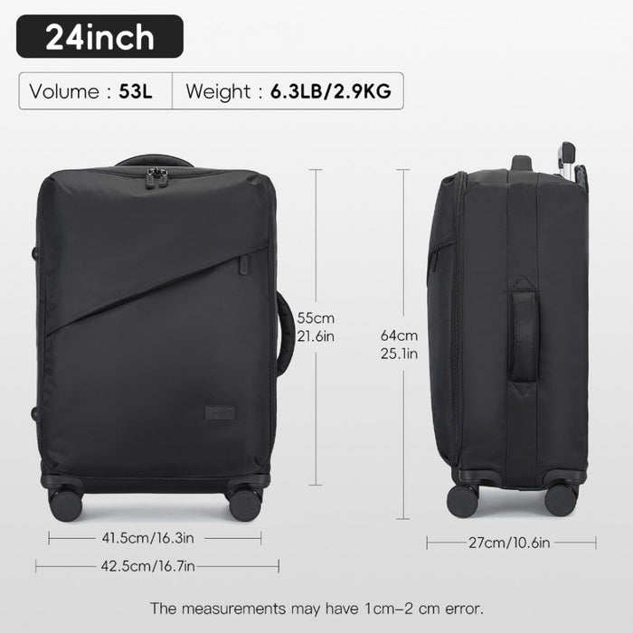 KSK2491 - Kono 24 Inch Lightweight Durable Soft Shell Suitcase with TSA Lock and Separate Wet/Dry Compartment - Black