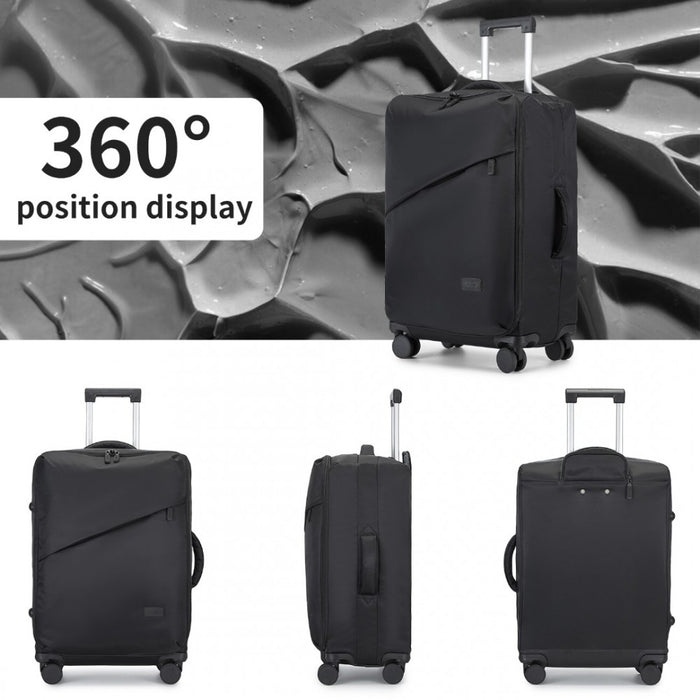 KSK2491 - Kono 24 Inch Lightweight Durable Soft Shell Suitcase with TSA Lock and Separate Wet/Dry Compartment - Black