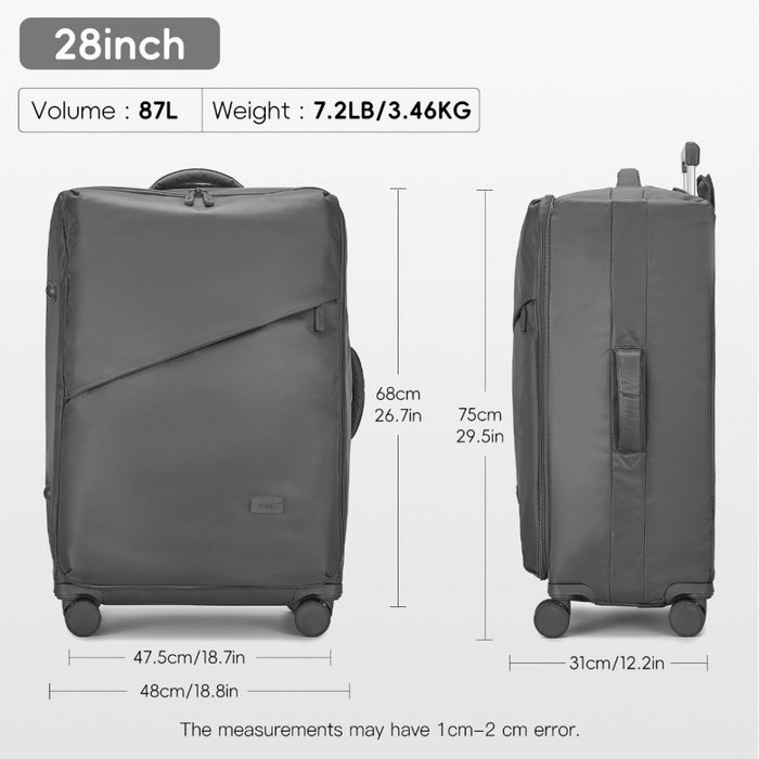 KSK2491 - Kono 28 Inch Lightweight Durable Soft Shell Suitcase with TSA Lock and Separate Wet/Dry Compartment - Grey