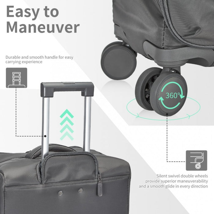 KSK2491 - Kono 28 Inch Lightweight Durable Soft Shell Suitcase with TSA Lock and Separate Wet/Dry Compartment - Grey
