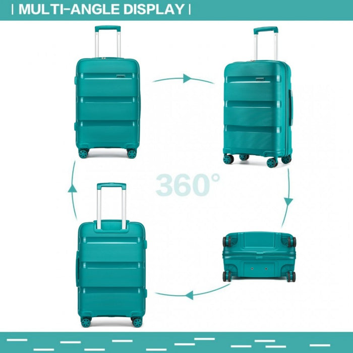 KSK2492 - Kono 24-Inch PP Hardshell Suitcase–Durable Checked Luggage with TSA Lock & 360° Spinner Silent Wheels - Blue and Green