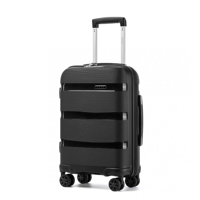 KSK2492 - Kono 19-Inch PP Hardshell Carry-On Suitcase–Lightweight Cabin Luggage with TSA Lock, 360° Silent Spinner Wheels - Black