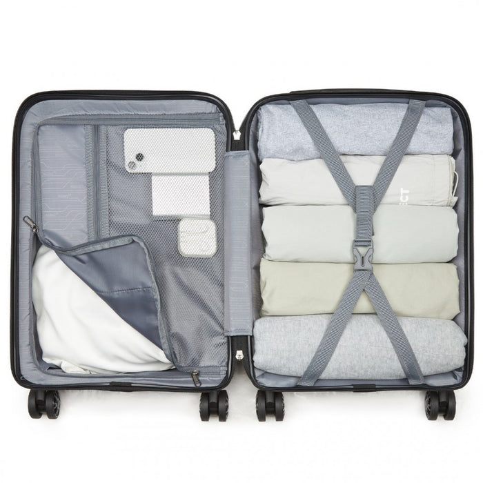 KSK2492 - Kono 19-Inch PP Hardshell Carry-On Suitcase–Lightweight Cabin Luggage with TSA Lock, 360° Silent Spinner Wheels - Black