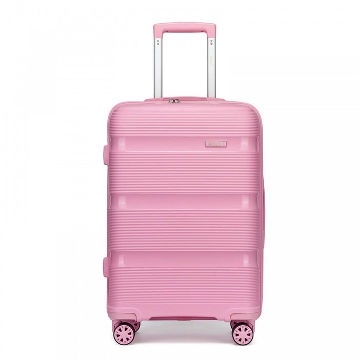 KSK2492 - Kono 24-Inch PP Hardshell Suitcase–Durable Checked Luggage with TSA Lock & 360° Spinner Silent Wheels - Pink
