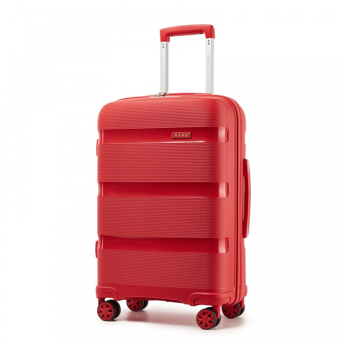 KSK2492 - Kono 24-Inch PP Hardshell Suitcase–Durable Checked Luggage with TSA Lock & 360° Spinner Silent Wheels - Red