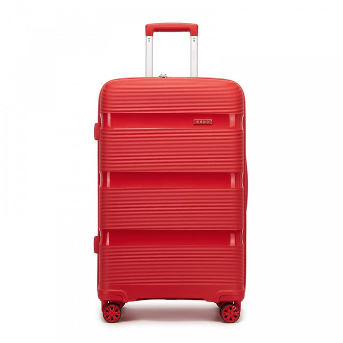 KSK2492 - Kono 28-Inch PP Hardshell Checked Luggage–Large Lightweight Suitcase with TSA Lock, 360° Spinner Wheels - Red