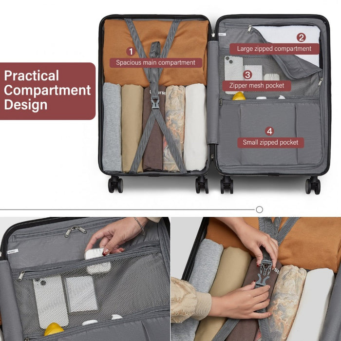 KSK2493 - Kono Durable ABS+PC Hardshell Luggage Set with TSA Lock 360° Spinner Wheels 4-Piece Set 20/24/28 And Vanity Case - Burgundy