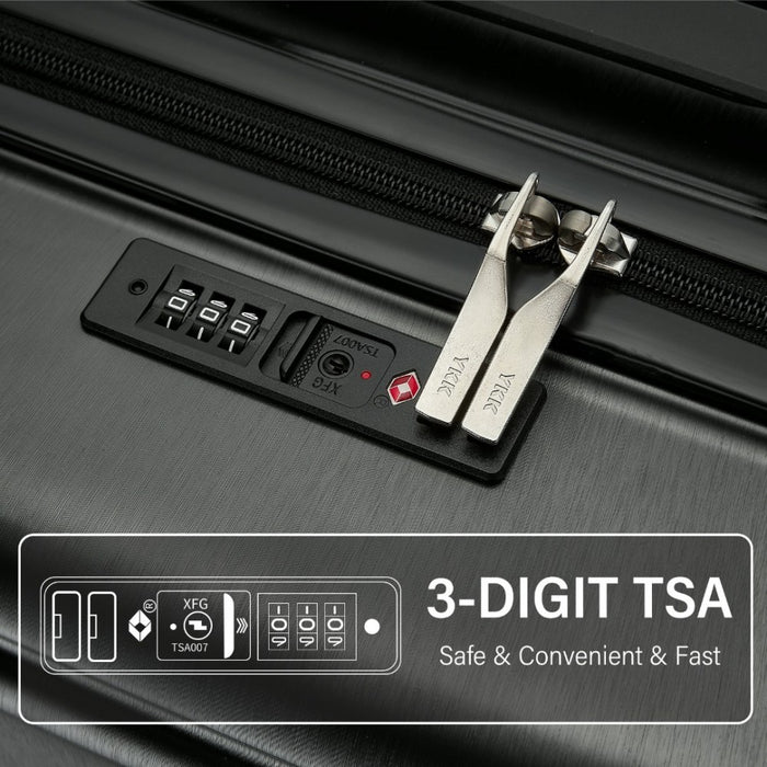 KSK2493 - Kono Durable 28 Inch ABS+PC Hardshell Suitcase with TSA Lock Lightweight Travel Luggage with 360° Spinner Wheels - Grey