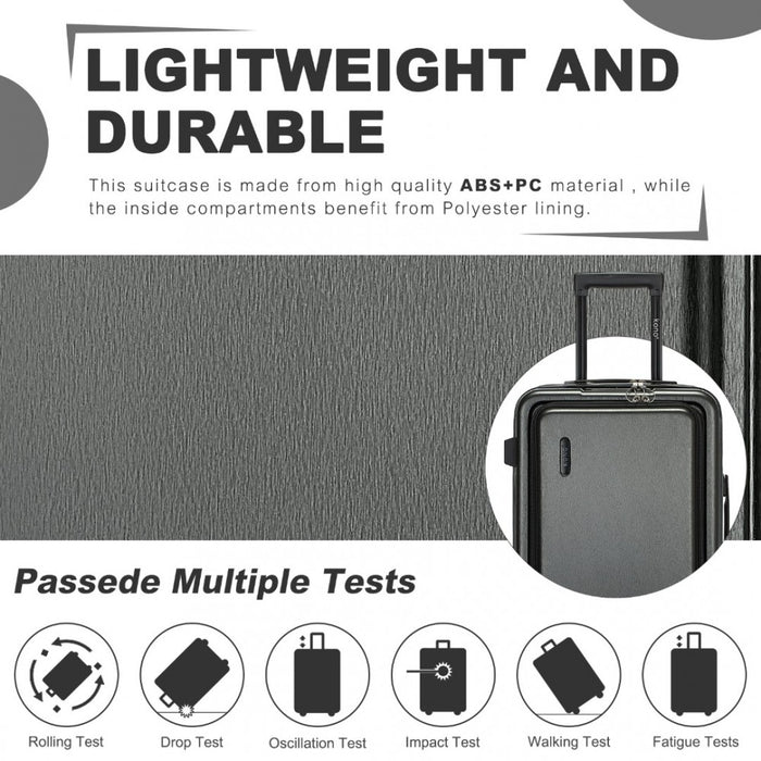 KSK2493 - Kono Durable 28 Inch ABS+PC Hardshell Suitcase with TSA Lock Lightweight Travel Luggage with 360° Spinner Wheels - Grey