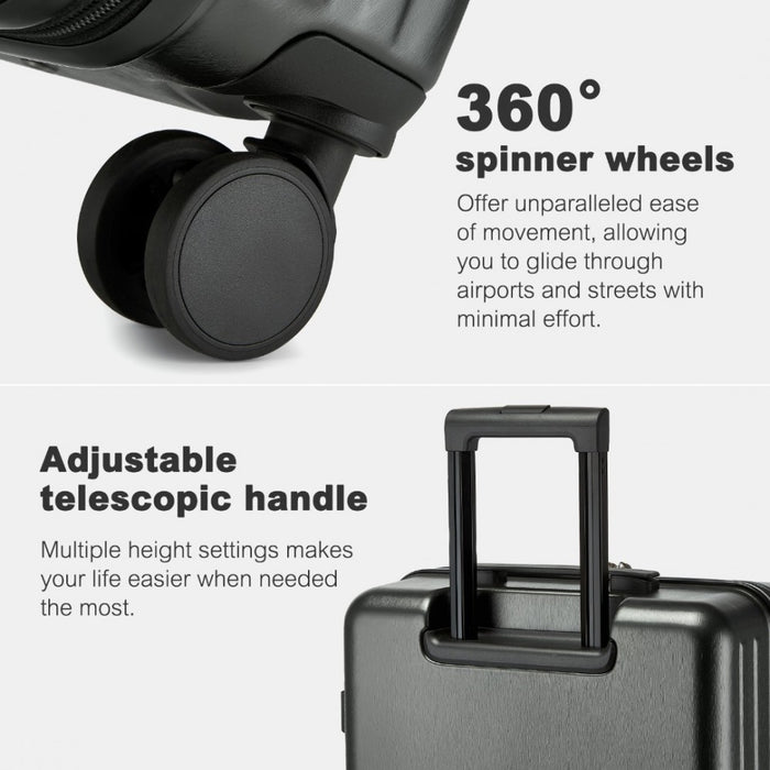 KSK2493 - Kono Durable 28 Inch ABS+PC Hardshell Suitcase with TSA Lock Lightweight Travel Luggage with 360° Spinner Wheels - Grey