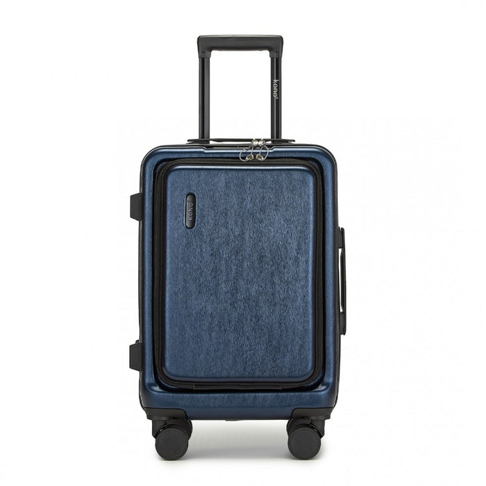 KSK2493 - Kono Durable ABS+PC 20 inch Carry-On Hardshell Suitcase with TSA Lock & Front Laptop Compartment - Navy