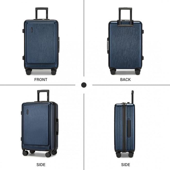 KSK2493 - Kono Durable ABS+PC Hardshell Luggage Set with TSA Lock 360° Spinner Wheels 4-Piece Set 20/24/28 And Vanity Case - Navy