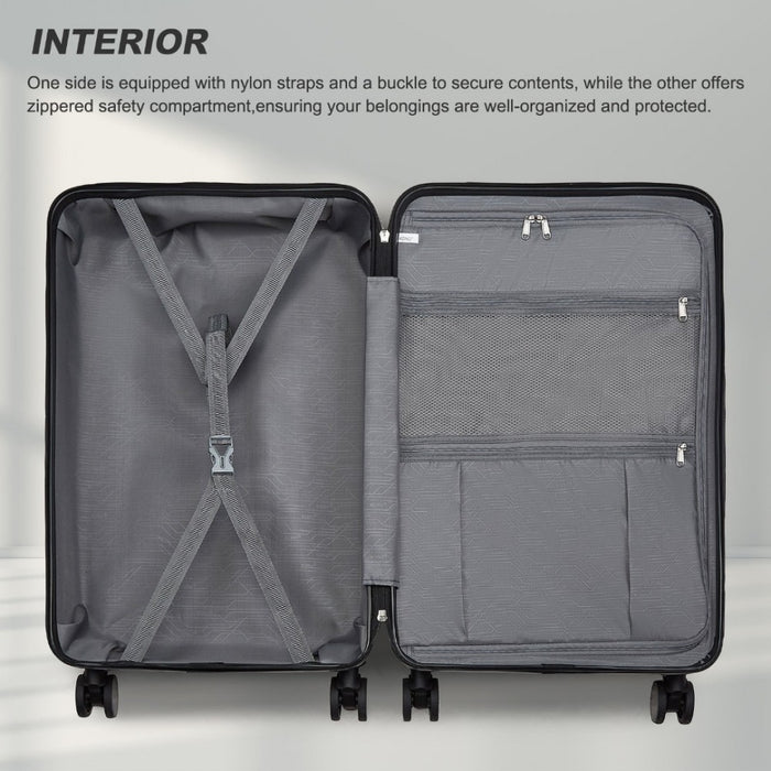 KSK2493 - Kono Durable ABS+PC Hardshell Luggage Set with TSA Lock 360° Spinner Wheels 4-Piece Set 20/24/28 And Vanity Case - Navy