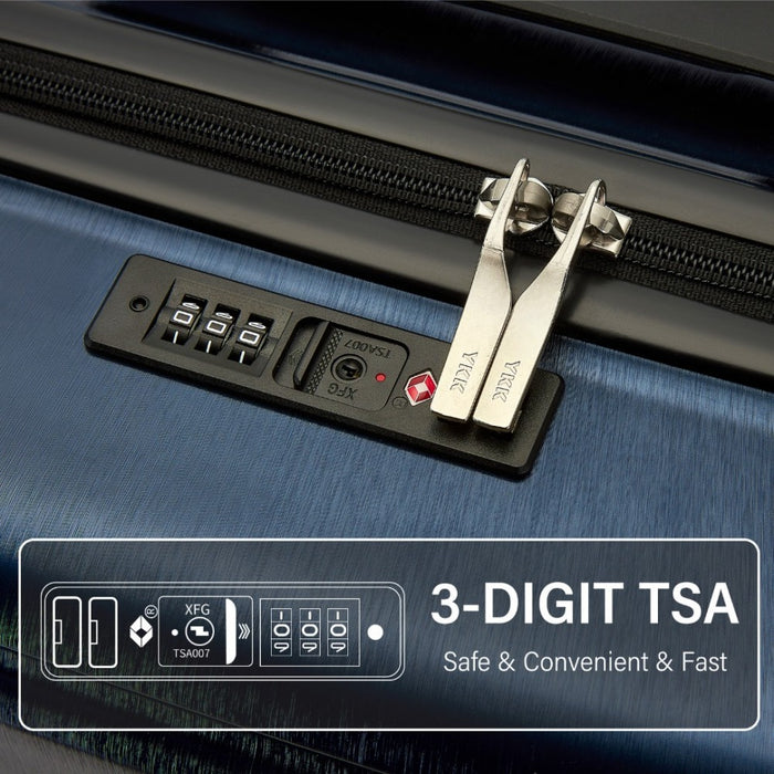 KSK2493 - Kono Durable ABS+PC Hardshell Luggage Set with TSA Lock 360° Spinner Wheels 4-Piece Set 20/24/28 And Vanity Case - Navy