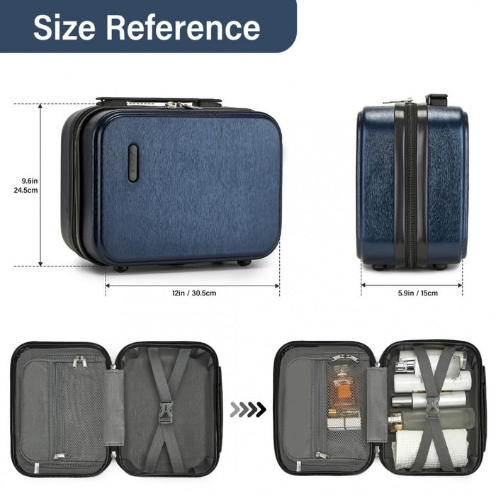 KSK2493 - Kono Durable ABS+PC Hardshell Luggage Set with TSA Lock 360° Spinner Wheels 4-Piece Set 20/24/28 And Vanity Case - Navy
