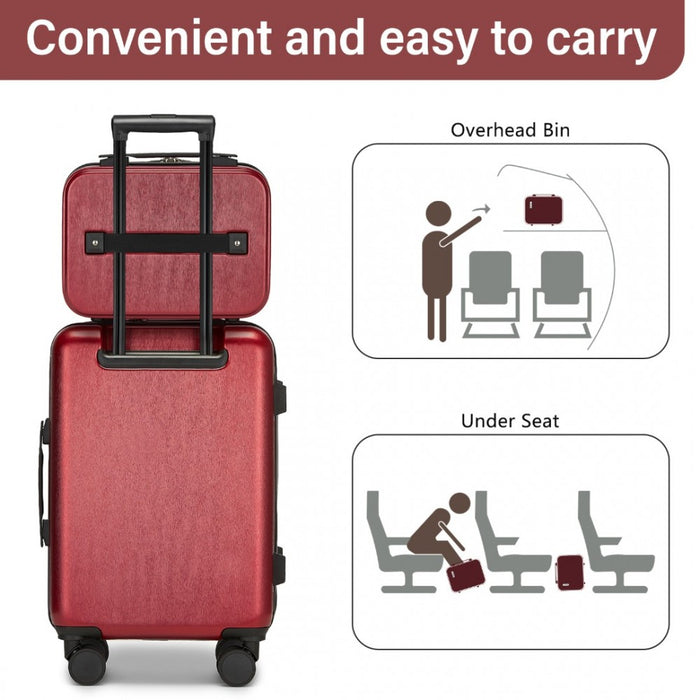 KSK2493 - Kono 12 inch Hard Shell Cosmetic Case – Durable Travel Makeup Organizer with YKK Zipper - Burgundy