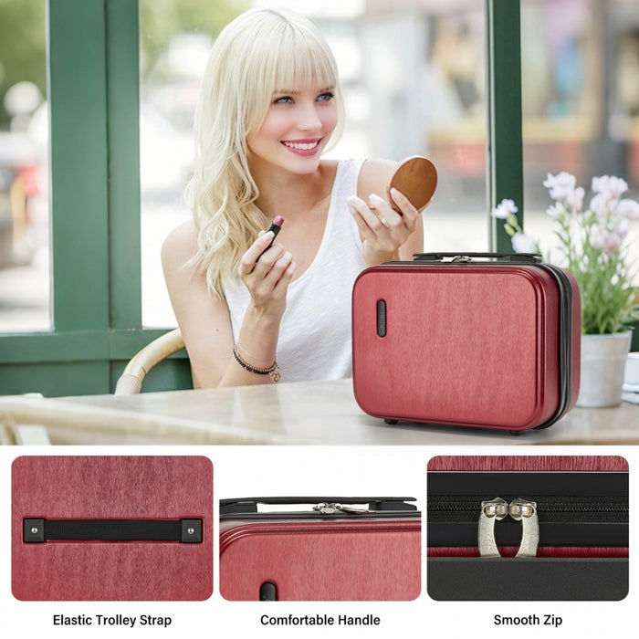 KSK2493 - Kono 12 inch Hard Shell Cosmetic Case – Durable Travel Makeup Organizer with YKK Zipper - Burgundy